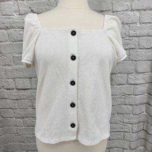 MADEWELL Jacquard Square Neck Puff Sleeve Top Sz XL NWOT